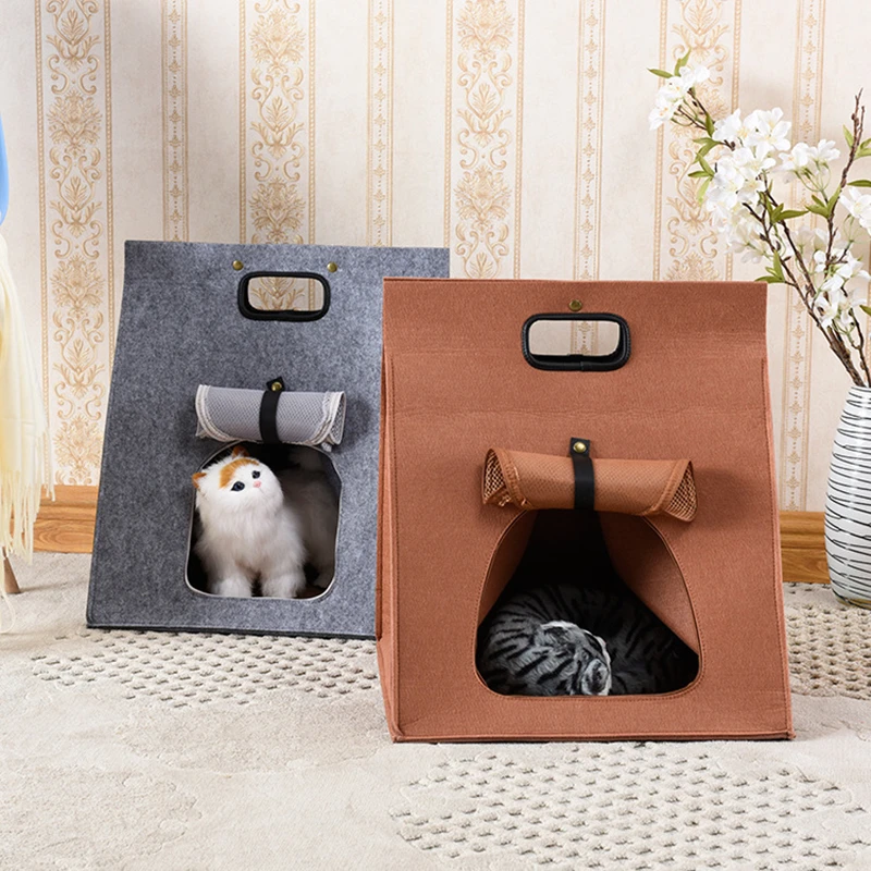 

Pet Felt Cat Portable Cat Bag House for Going Out Car Pet Bed Cat Transport Bag with Handle Kennel Small Dog Puppy Carrier Bag