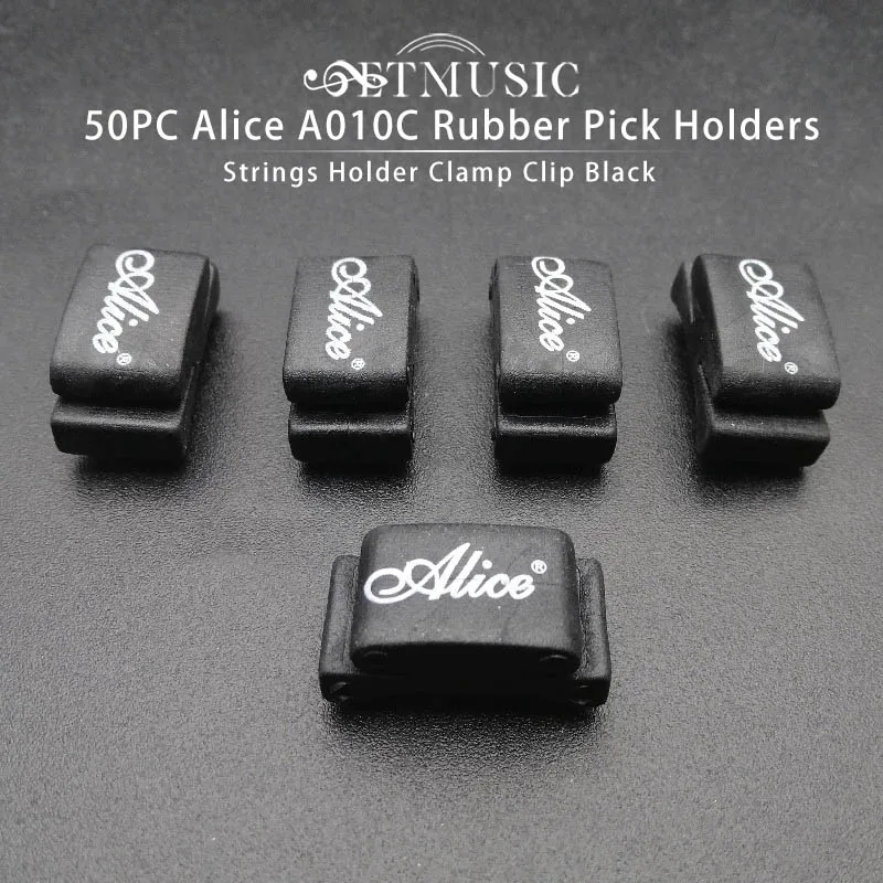 

50Pcs Alice A010C Rubber Guitar Picks Plectrum Strings Holder Clamp Clip Black