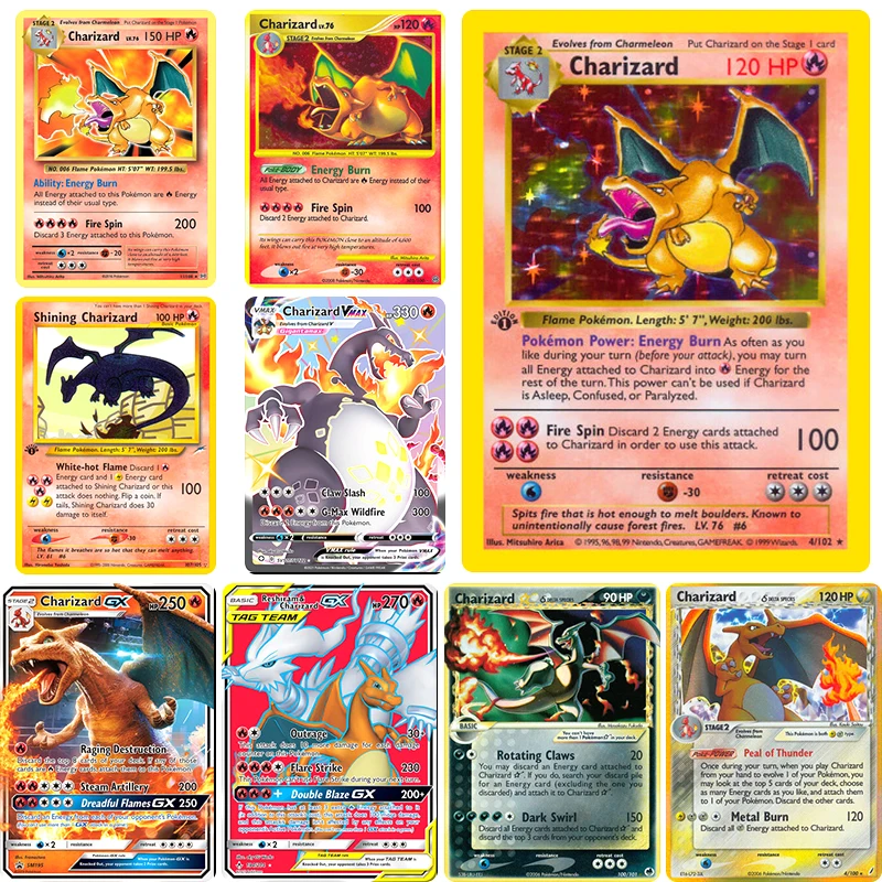 

Персонажи покемона из аниме Charizard DIY, самодельная Бронзирующая флеш-карта, Рождественский подарок на день рождения, игра, коллекционные игрушки