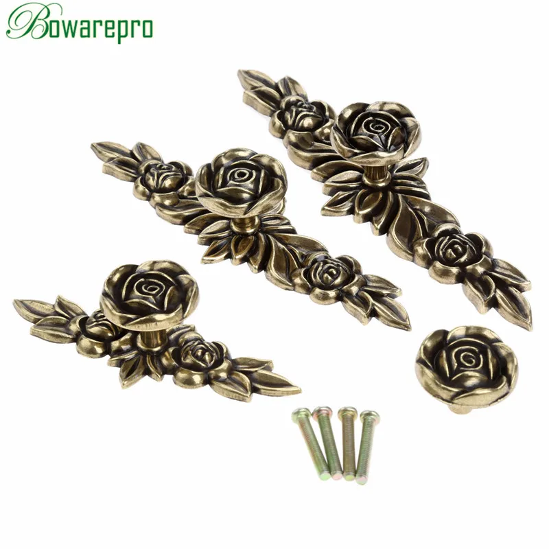 

Single Hole Furniture Door Handles and Knobs Retro Bronze Rose Style Wardrobe Drawer Kitchen Cupboard Cabinet Pulls Knob + Screw