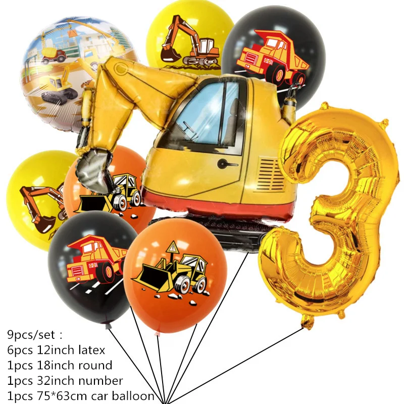 

Строительный трактор, тематический экскаватор, надувные воздушные шары, баннеры для грузовиков, детский душ, товары для дня рождения для мальчиков