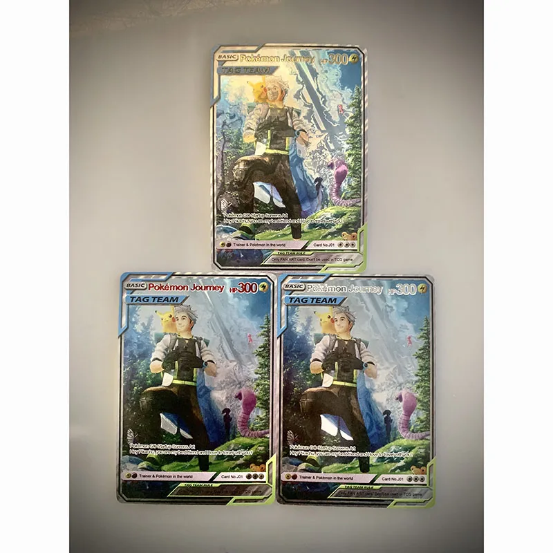 

5.9*8.6cm Pokemon Go card Ash Ketchum pikachu card Load scene Radium light bronzing composite flash Collection card toys