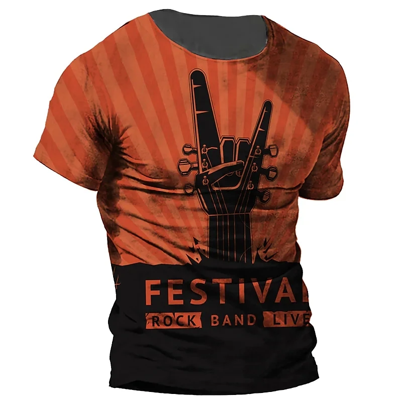 

3D T-shirts For Men Music Guitar Printed Men's Tshirts Hip Hop Short Sleeve Oversized Tops Tshirt Male Clothing Stranger Things