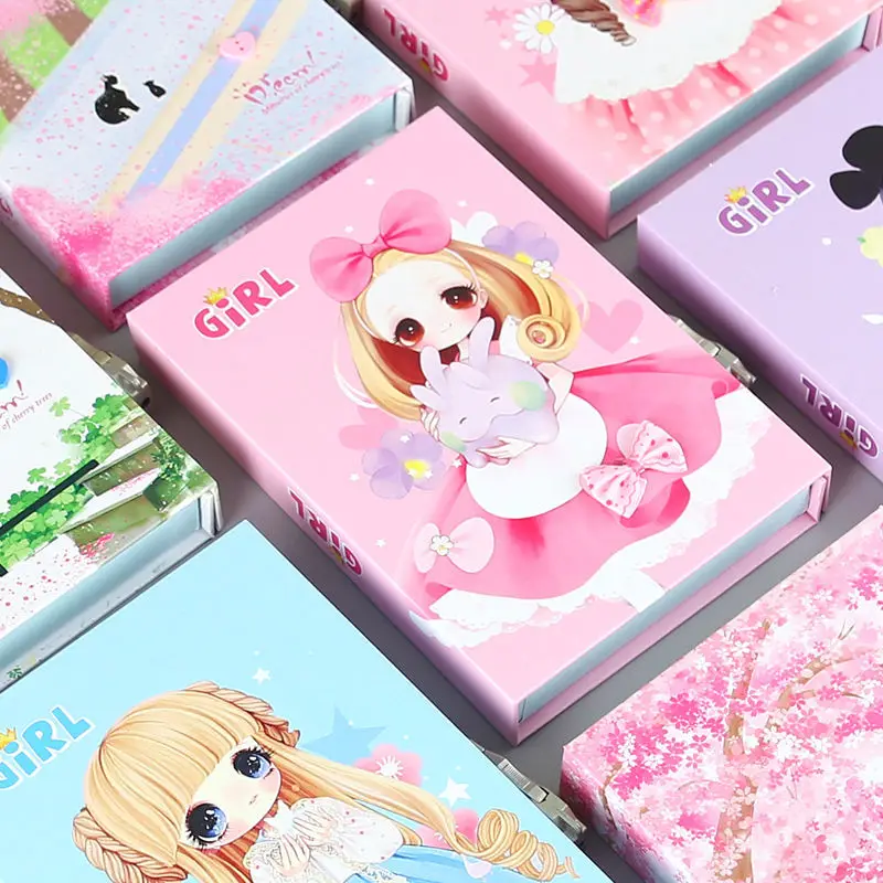

98 Pages Line Retro Password Book with Lock Diary Thickened Creative Hand Ledger Student Notepad Stationery Notebook Cute