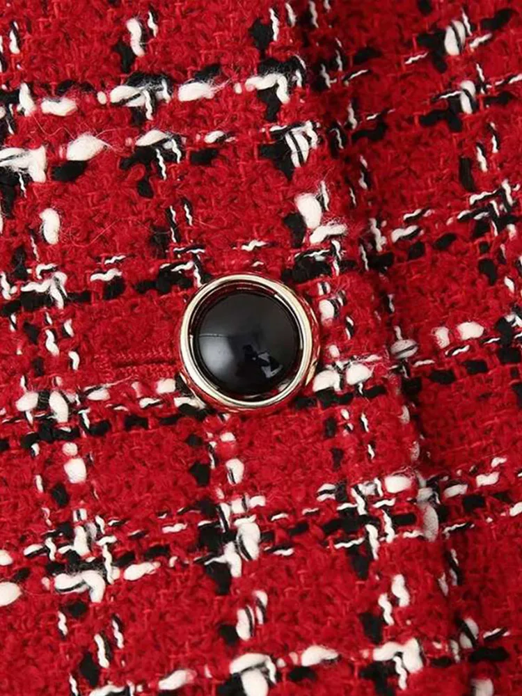 Элегантное твидовое пальто мини-юбки женский комплект из 2 предметов красная