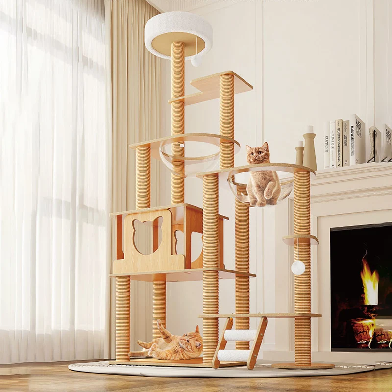 

Stairs Toy Cat Tree Tower House Playground Interactive Condo Villa Cat Scratcher Climbing Set Para Gatos Pet Supplies LJ50CS