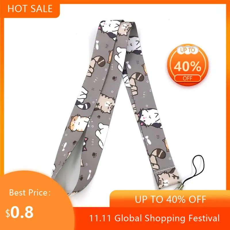 

Cartoon cat Fashion simple keychain mobile phone neck lanyard key ID card mobile phone USB key lanyard