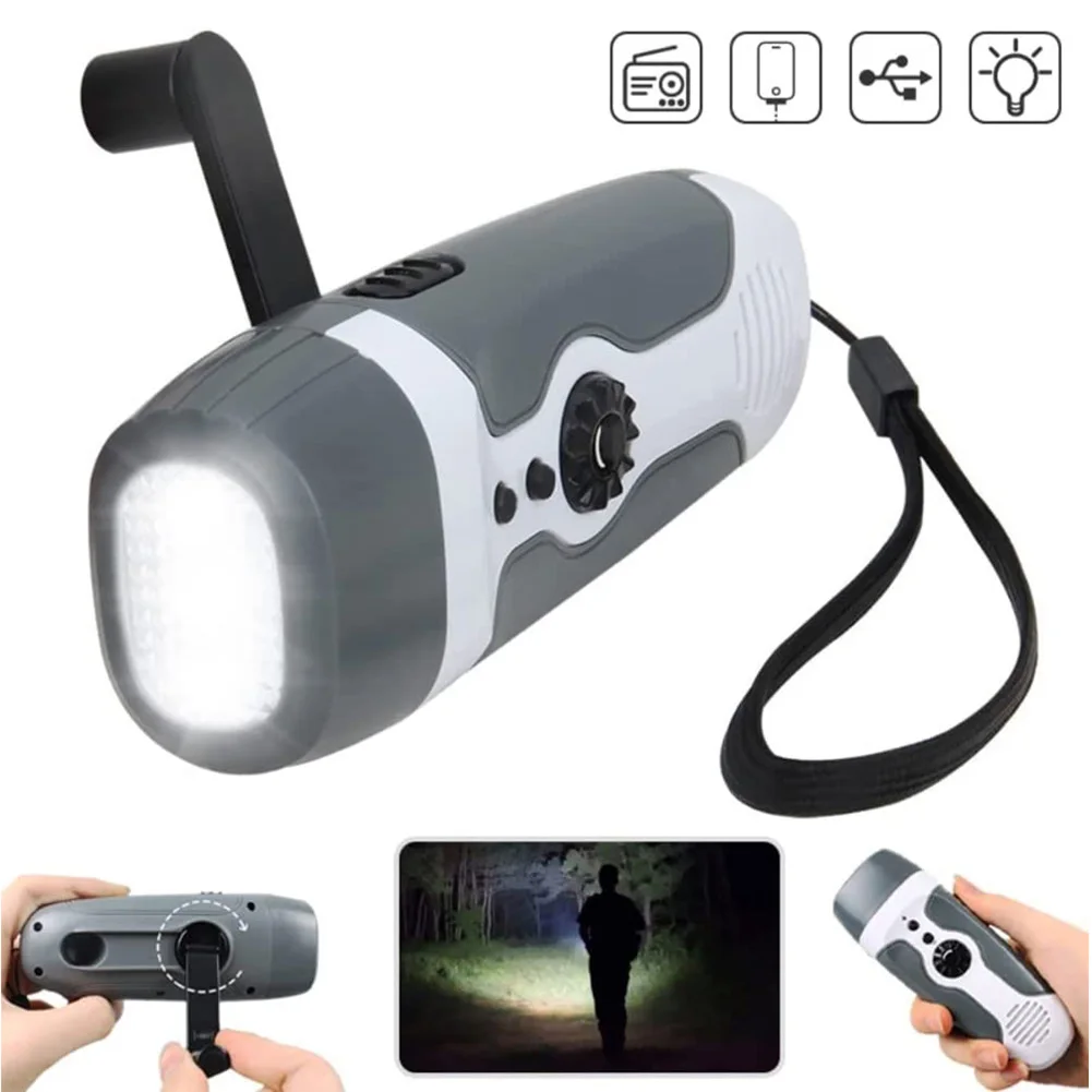 

Hand Crank Radio Flashlight Self Generating Multifunctional FM Radio Emergency Flashlight for Outdoor Camping