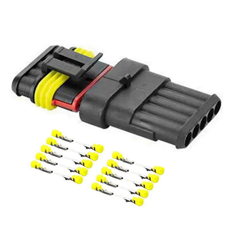 

HID Waterproof Connectors 1/2/3/4/5/6 Pin 5 Sets 300V 12A Car Electrical Wire Connector Plug Truck Harness