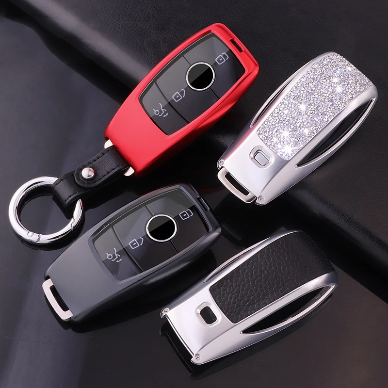 

Aluminium Alloy+leather+TPU Car key Fob Case key cover For Mercedes benz W177 W205 W213 W222 2018 A C S GLS Class E class