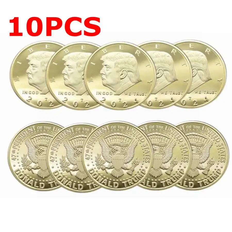 Памятная монета с позолоченным орлом 10 шт. 2024 президент Дональд Трамп свобода |