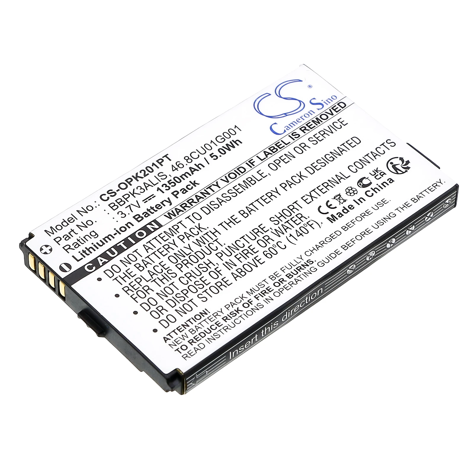 Фото Литий-ионный аккумулятор CameronSino 46.8CU01G001 BBPK3ALIS для Optoma 3,7 В 1350 мАч, PK201 PK301 №2