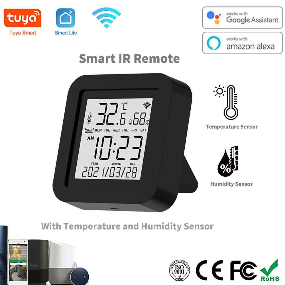 Tuya Smart WiFi Universal IR Remote Temperature Humidity Sensor for Air Conditioner TV AC Works with Alexa,Google Home Yandex