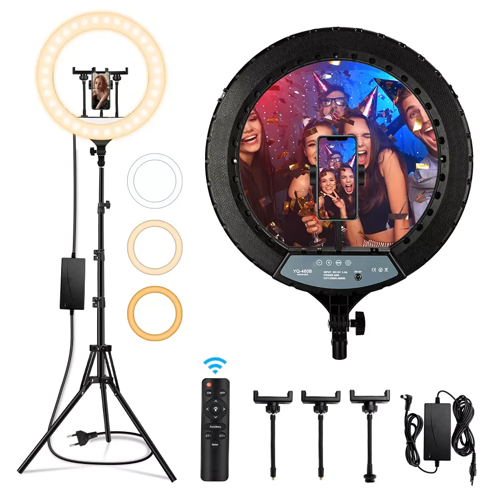 

18 inch Selfie Ring Light Dimmable 3200-5800K Photographic Lighting LED Ring Lamp with Tripod Remote Studio Video Fill Light
