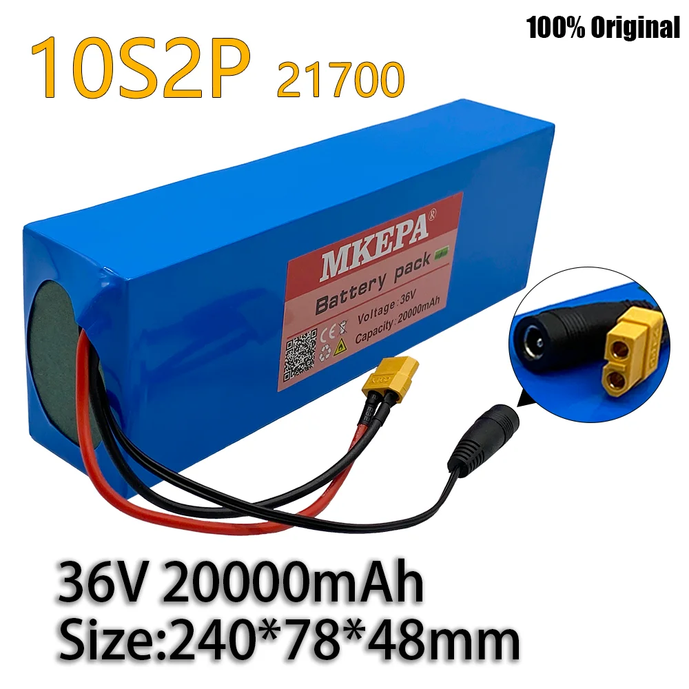 

36V battery 20ah 21700 20000mah 10S2P battery pack 500W high power battery Ebike electric bicycle BMS XT60