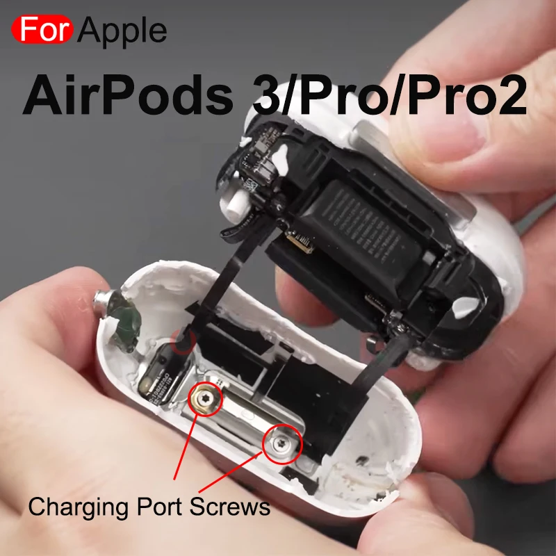 Фото Aocarmo 2 шт./лот для AirPods 3 Pro Pro2 A2897 A2566 A2190 A3049 чехол для зарядки аккумулятора, отсек, винты порта зарядного устройства №5