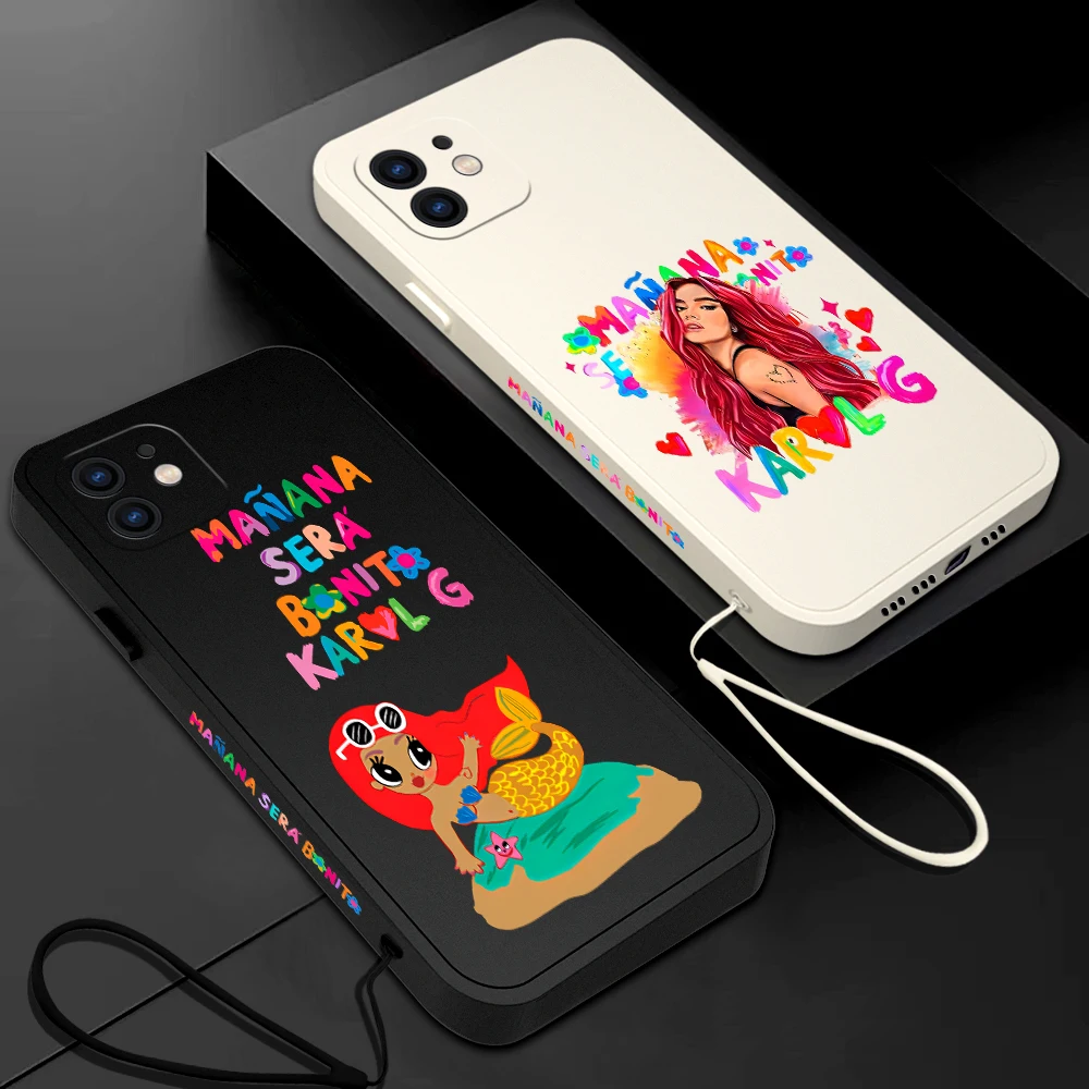 

Karol G Manana Sera Bonito Phone Case For Samsung Galaxy S23 S22 S21 Ultra Plus FE S10 4G S9 Note 20 10 Plus With Lanyard Cover