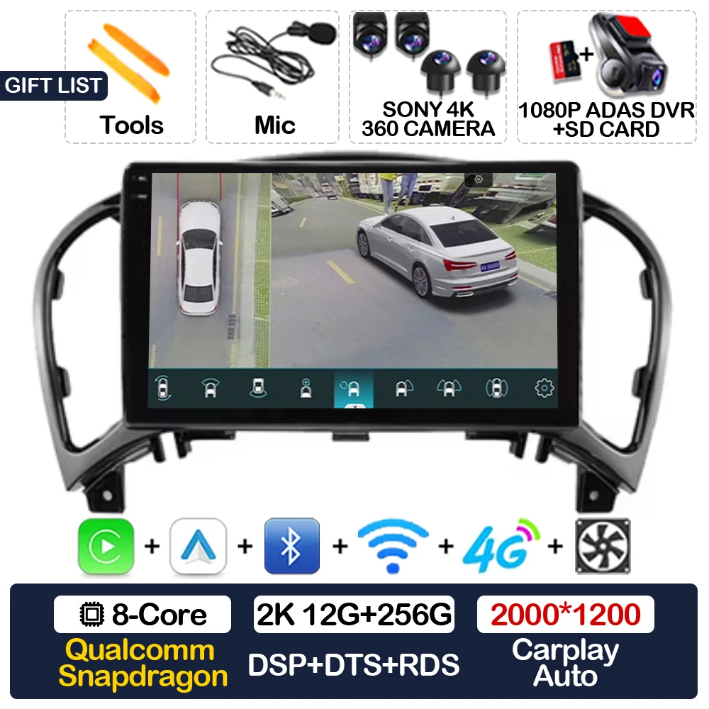 

Android 15 CarPlay Auto для Nissan Juke YF15 2010 2011 2012-2014 AI Голосовой автомобильный радиоприемник Мультимедийный видеоплеер GPS NAVI 4G WIFI