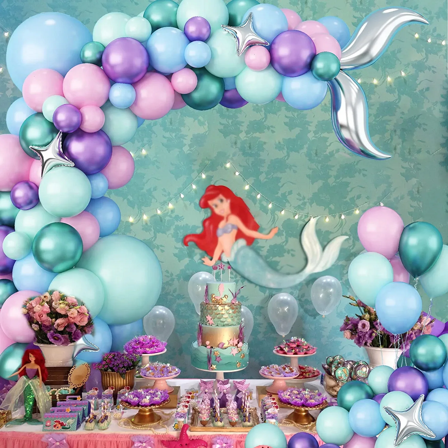

Mermaid Birthday Party Balloons Ocean Sea Theme Ballon Set Happy Little Mermaid Birthday Parti Decor Wedding Mermaid Tail Balon
