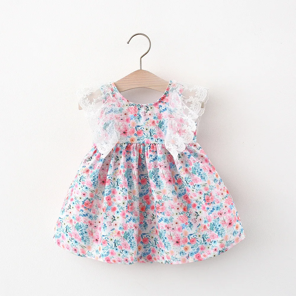 

0-2Y Children's Flowers Costume Girls Baby Casual Summer Clothing Lace Patchwork Toddler Vestidos Lovely Princess Sweet Clothes