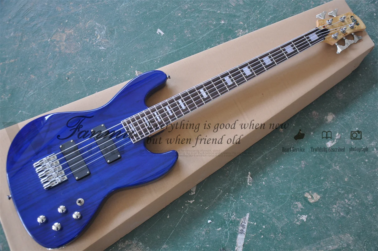 

5 Strings Bass Electric Bass Guitar, Blue Bass,ASH Wood Body Rosewood Fingerboard,Maple Maple Neck