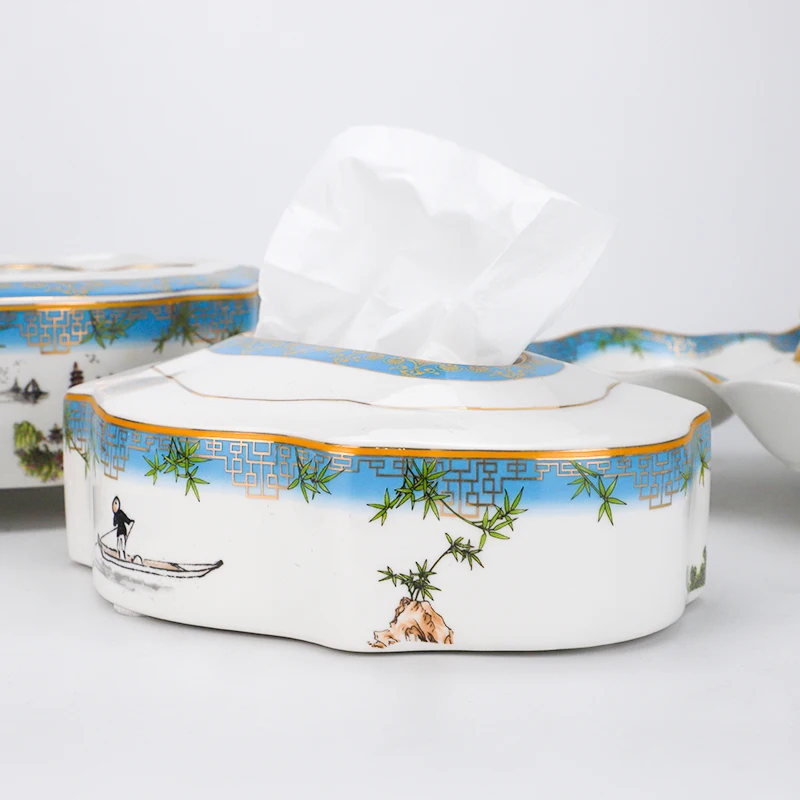 

European Style Paper Box Ceramic Fashion Tissue Boxes Home Office KTV Hotel Car Facial Napkin Box Case Holder