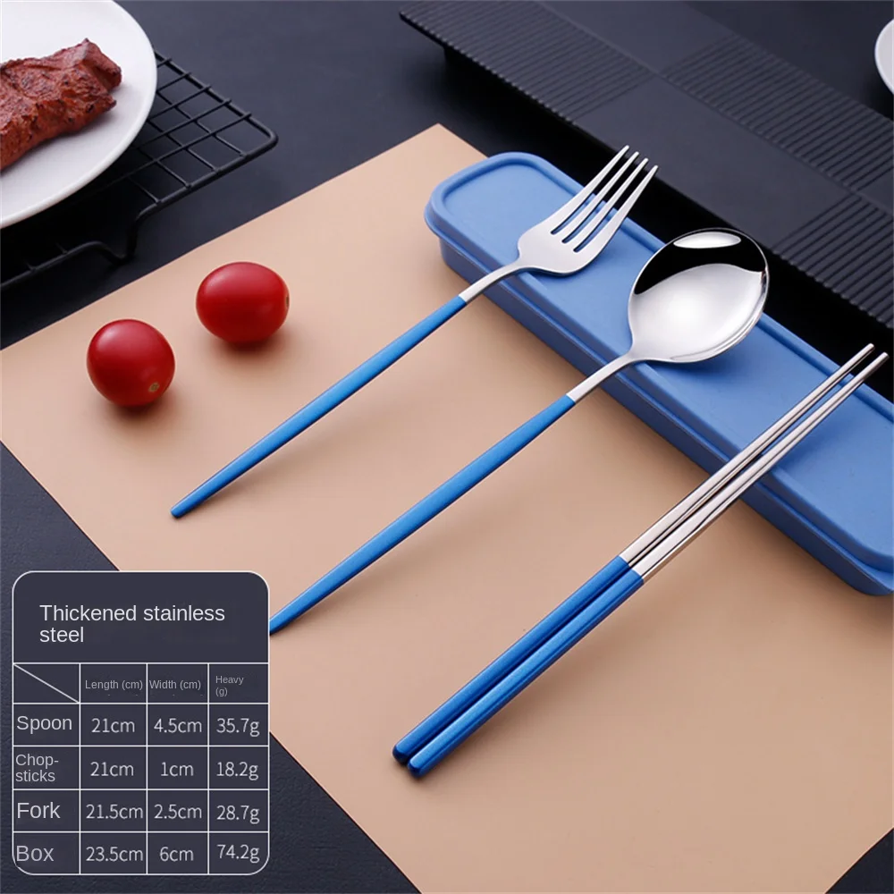 

Household Tool Portable Tableware Set Stainless Steel Mirror Polishing Spoon Fork Chopsticks Multi-color Kitchen Accessories