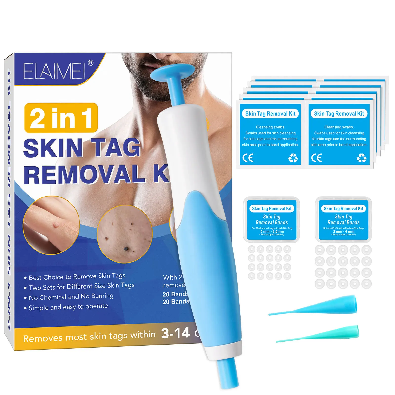 

ELAIMEI Double-headed Wart Removal Pen Face Skin Care Tool Set Skin Tag Dark Spot Remover Body Wart and Dot Treatment Plantar