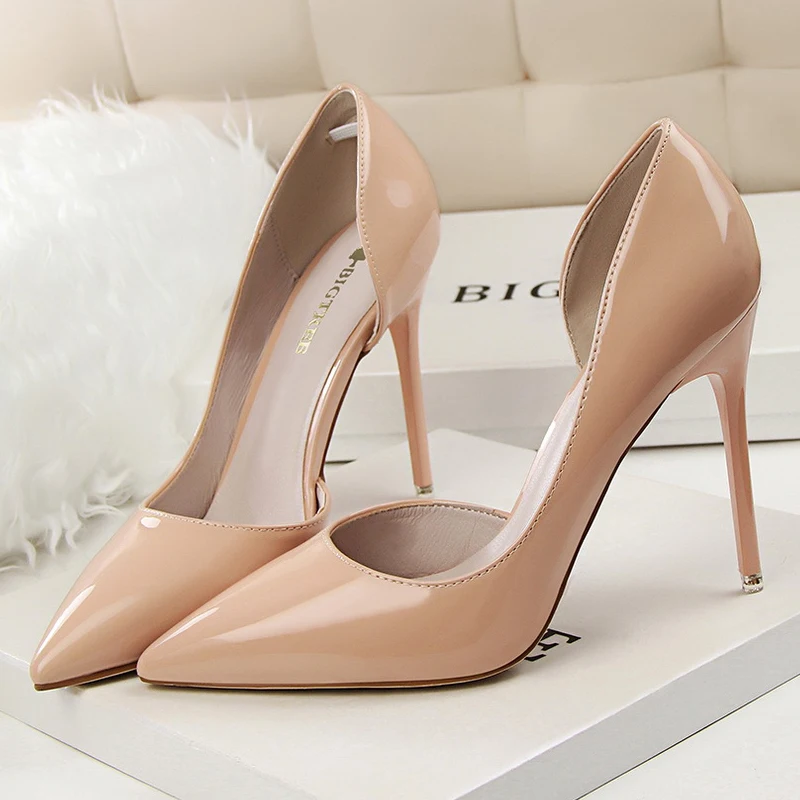 Туфли BIGTREE женские из лакированной кожи, высокий каблук-шпилька, пикантная обувь для офиса и вечеринки, офисная обувь, 12 цветов, 2023