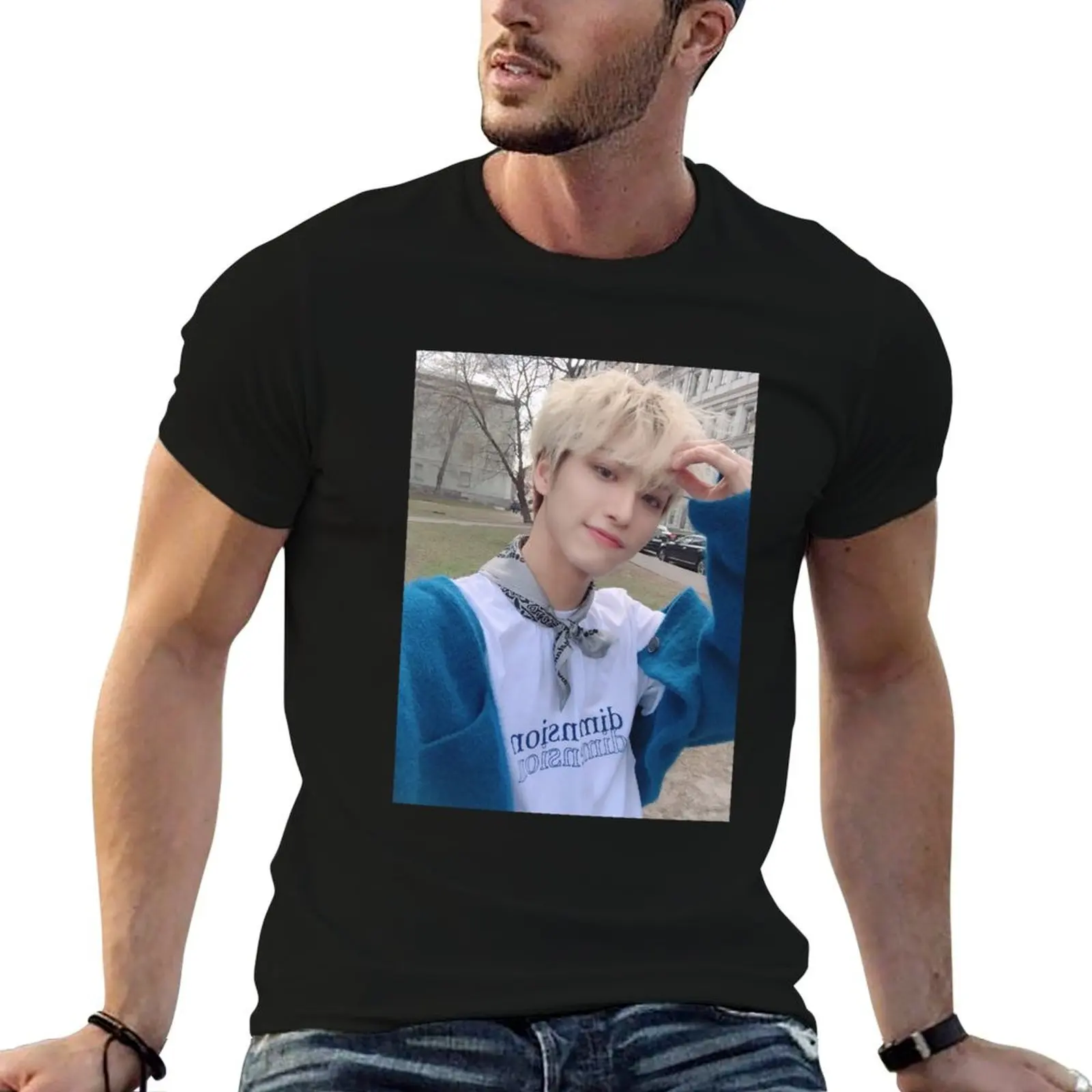 Фото Футболка ATEEZ Seonghwa Selca 1 с летним принтом и короткими рукавами №1