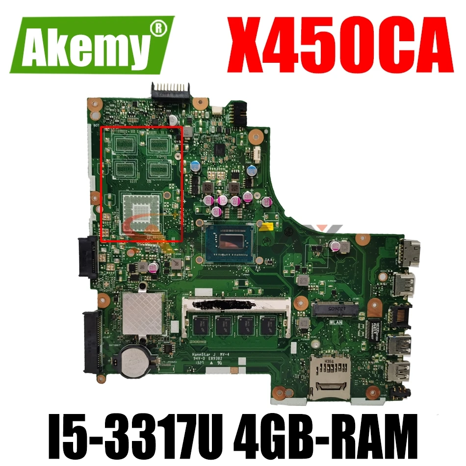 

AKEMY X450CC Laptop motherboard for ASUS X450CA X450C original mainboard 4GB-RAM I5-3317U GM