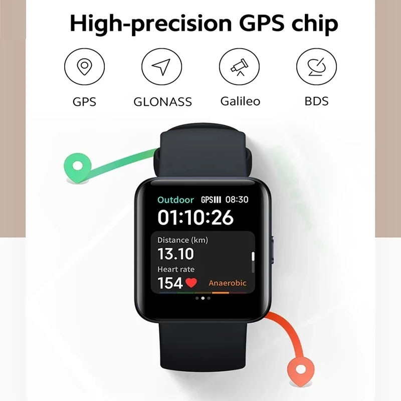 Смарт-часы Xiaomi Redmi Watch 2 Lite Bluetooth Mi Band 1 55 дюйма HD GPS насыщенный уровень кислорода в