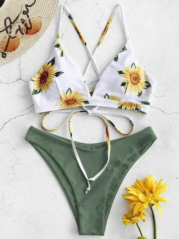 Women's Swimming Suit 2023 Push Up Bandeau Bikini Low Waist Beachwear Two-Piece Separates Printed Bikini Set Sexy Exotic Swimsui