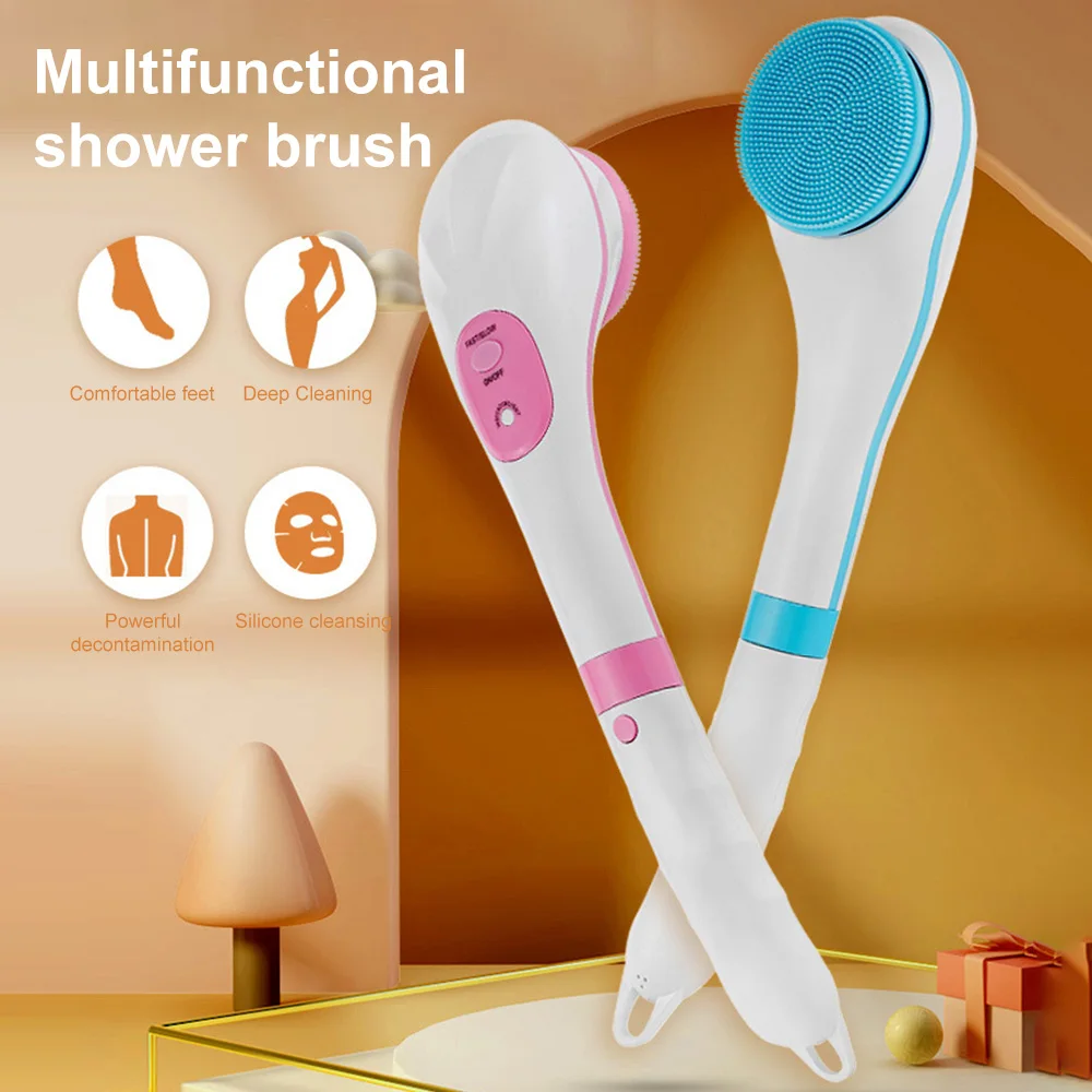 

Electric Bath Shower Brush Handheld Massage Body Brush Back Clean Long Handle Spa Exfoliation Clean Scrub Bath Brushes