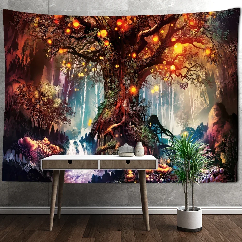 Грибной лес гобелен настенный психоделический колдовской мечта эстетика