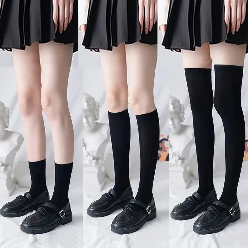 

Ultrathin Women‘s Silk Stockings Nylon for Ladies Black White Summer Autumn Winter Socks Girls Skinny Legs Over the Knee Thigh