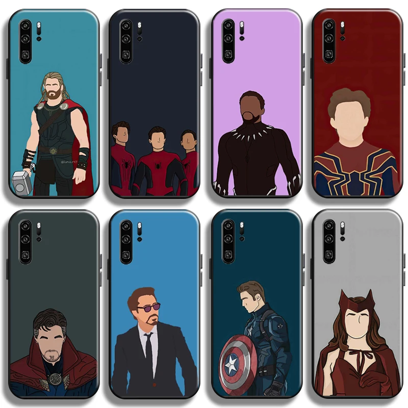 

Marvel Cartoon Avengers For Huawei P30 P30 Lite P30 Pro Phone Case Soft Full Protection Liquid Silicon Shockproof Cover Shell