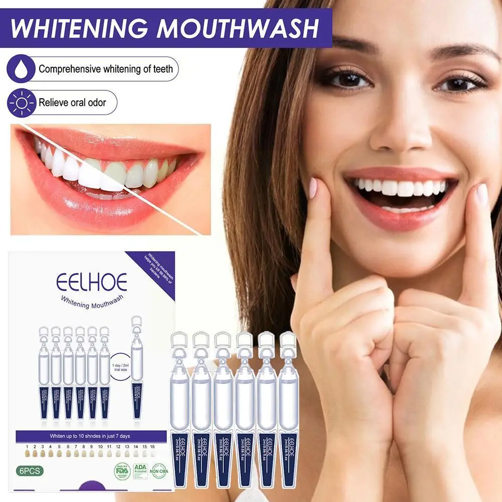 EELHOE 2ml 6pcs Whitening Mouthwash Deep Cleans Whitening Mouthwash Teeth Breath Oral Care Fresh Gums And Q4S4