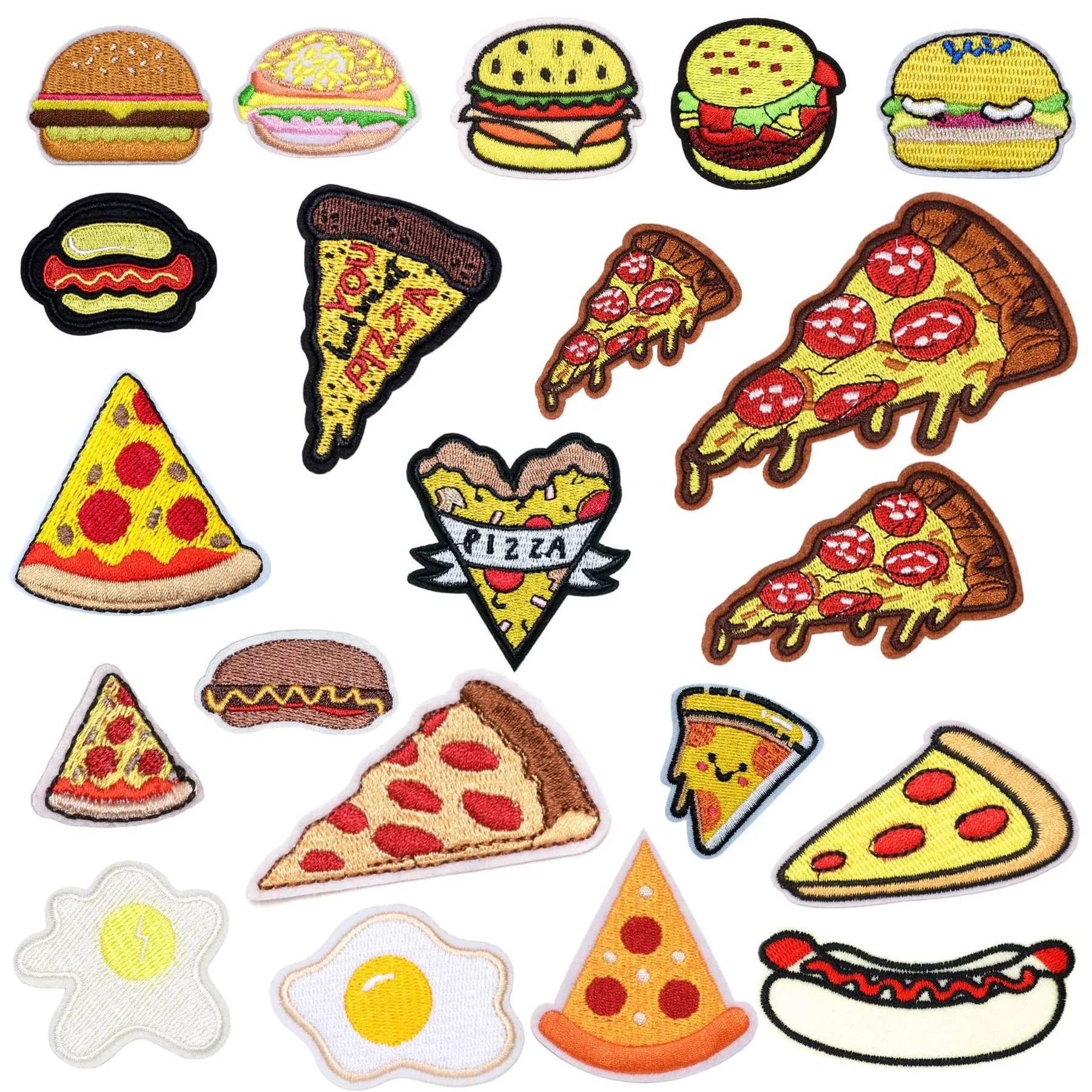 

Egg Hamburger Embroidery Patches Diy Hot Dog Pizza Clothing Hat Bag Shoe Repair Material Phone Gift Decor DIY Accessory