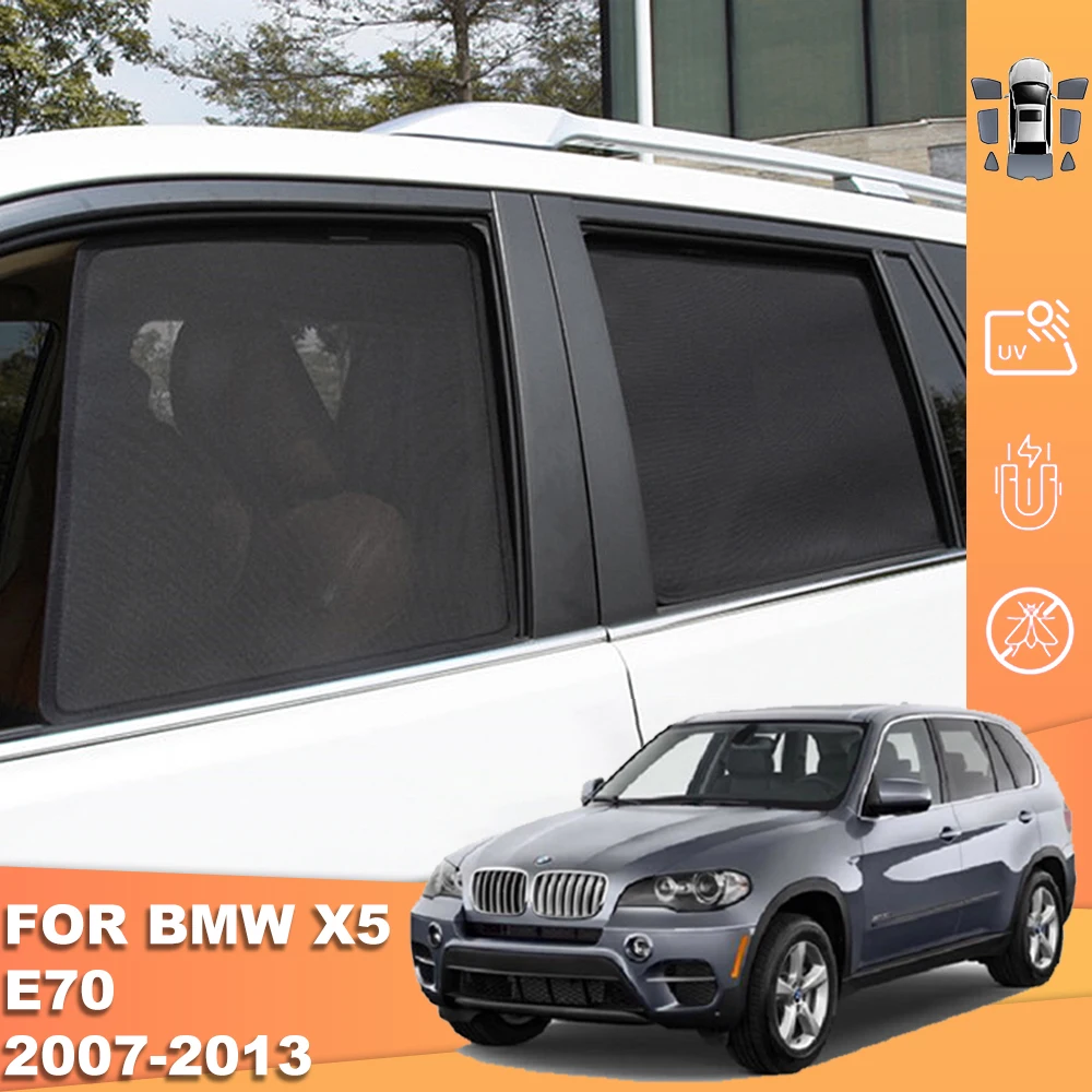 For BMW X5 E70 2006-2013 E 70 Car Sunshade Shield Magnetic Front Windshield Mesh Curtain Cover Rear Side Window Sun Shade Visor
