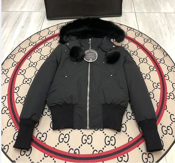 Winter Women Down Jacket Real Fox Fur Ball Outdoor Coat White Goose Thick Windproof Hooded Jackets Parka