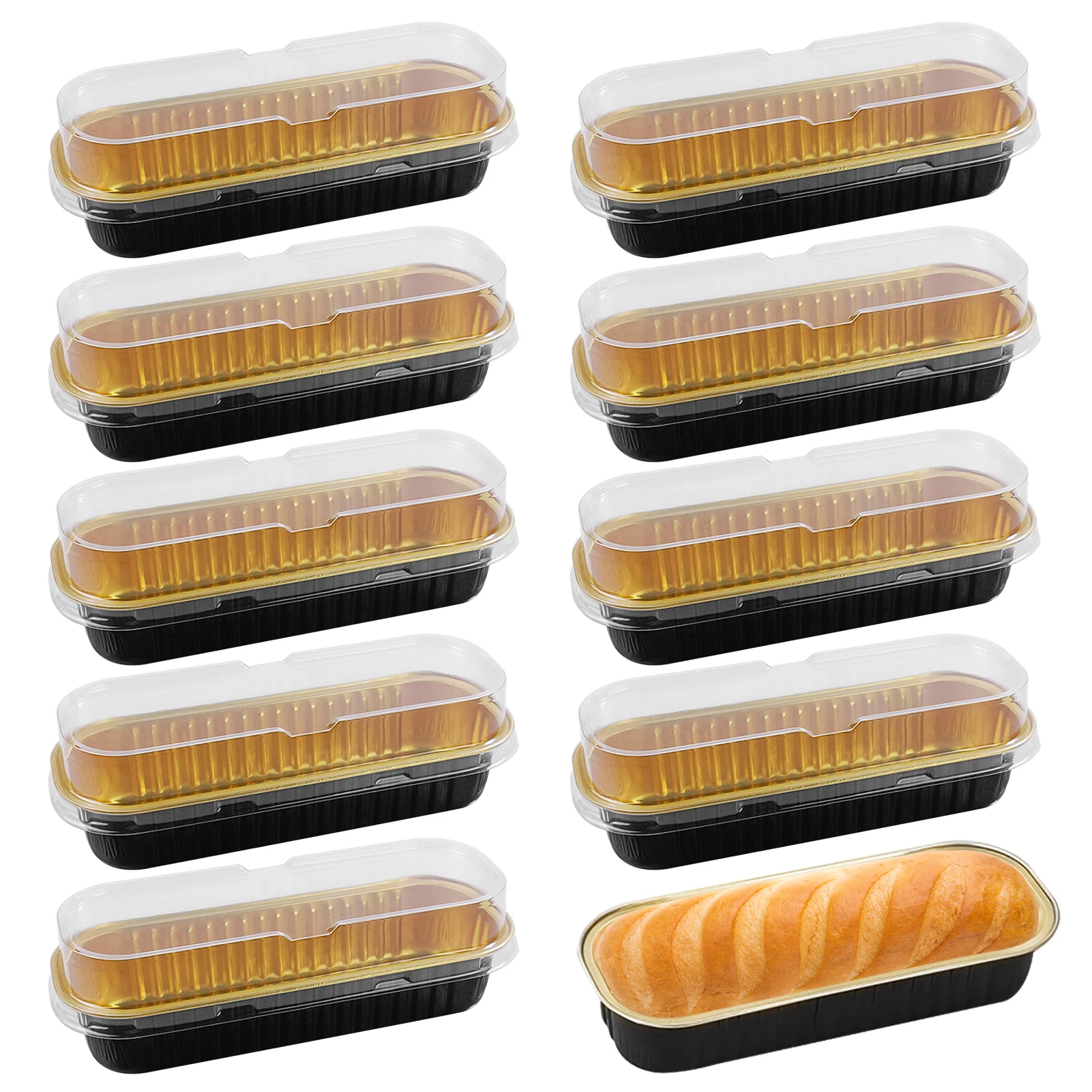 

50pcs Aluminum Foil With Lids Tins Liners Muffin Disposable Cheesecake Mini Loaf Baking Pan Cupcake Flans For Bread Rectangle