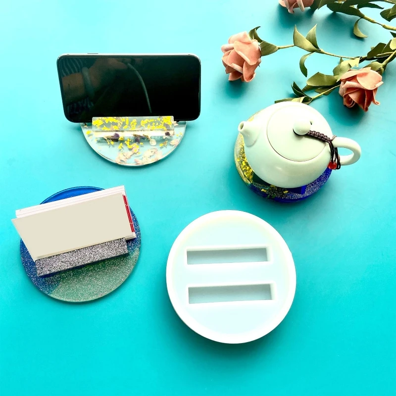 

Phone Holder Epoxy Resin Moulds Round Coaster Resin Molds Business Card Holder Resin Mold Silicone Jewelry Casting Mold