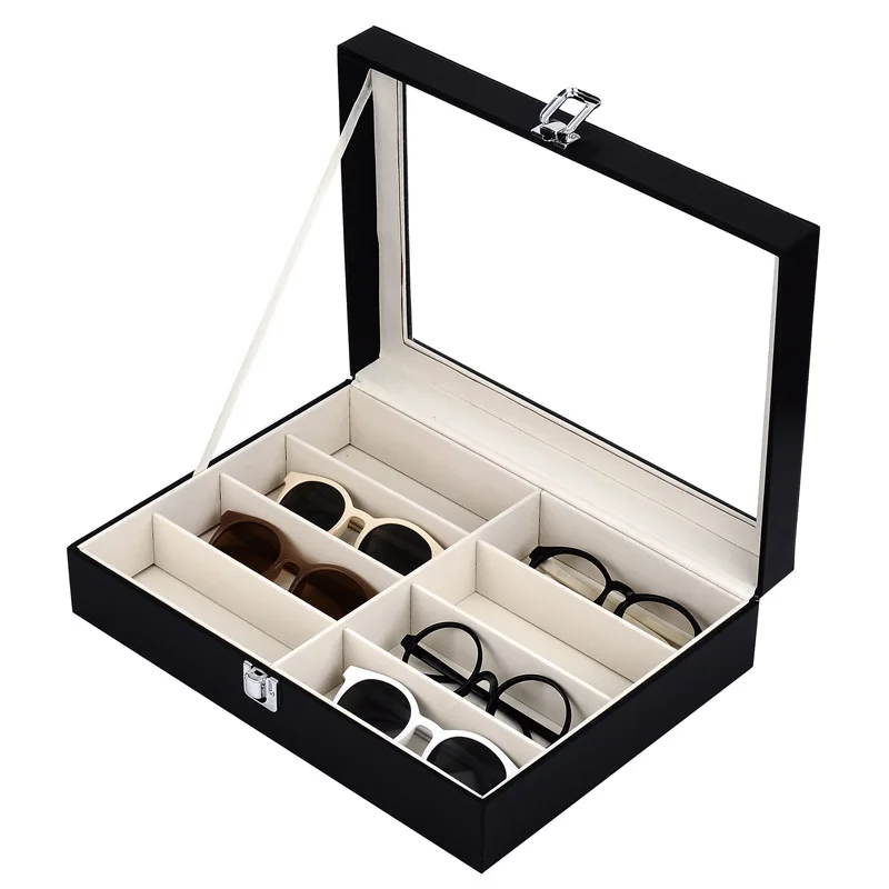 

Pu Leather 8-Bit Eyeglass Case Green Sunglasses Sunglasses Organizer Display Packaging Box Jewelry Storage Box