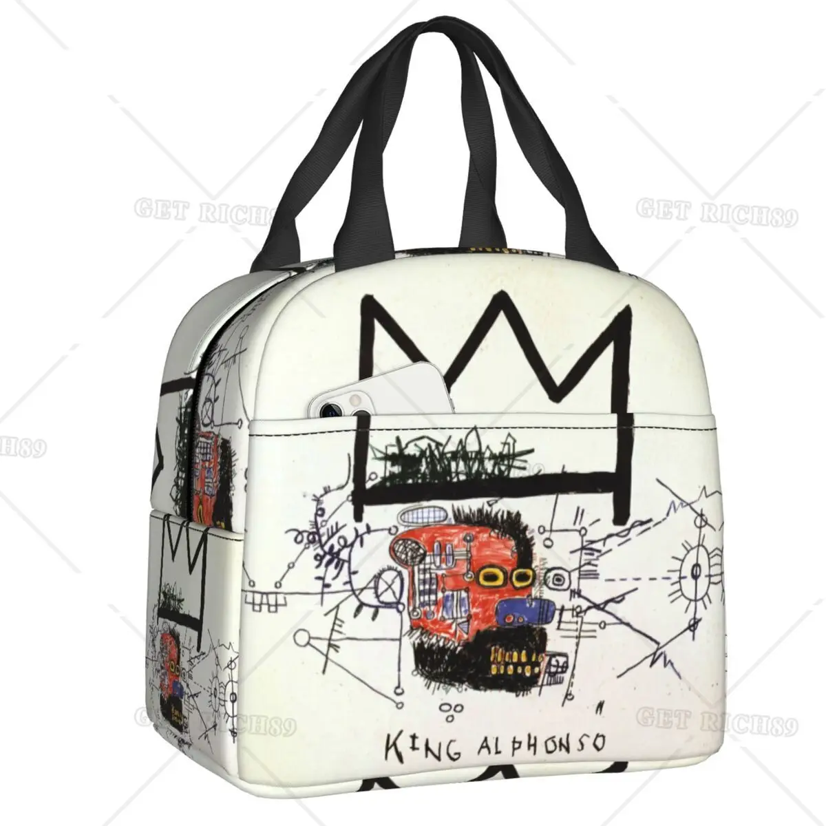 

King Alphonso Ланч-бокс для женщин водонепроницаемый Basquiats граффити термальный охладитель еды изолированный Ланч-бокс школьный детский студент