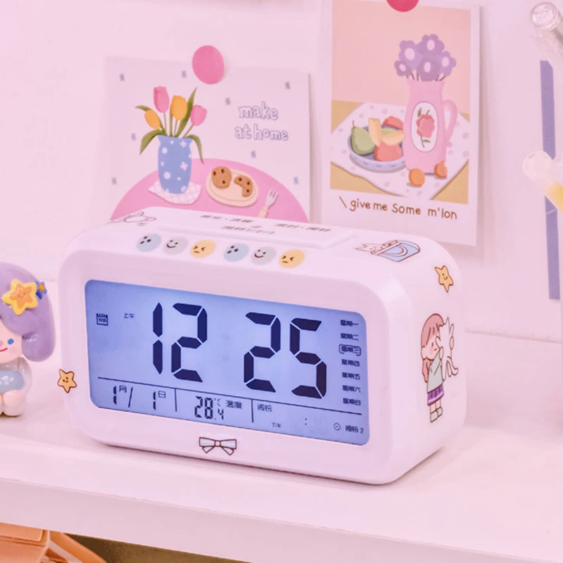 

Led Digital Alarm Clock Bedroom Morning Bedside Child Alarm Cute Clock Electronics Table Talking Reloj Despertador Desk Gadget