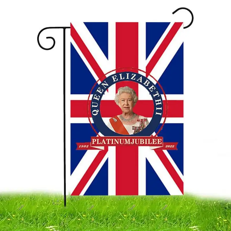 

Elizabeth Queen's Jubilee Platinum Garden Flag 12x18 Inch Queens Jubilee Memorial Outdoor Flags Jubilee Platinum Remembrance