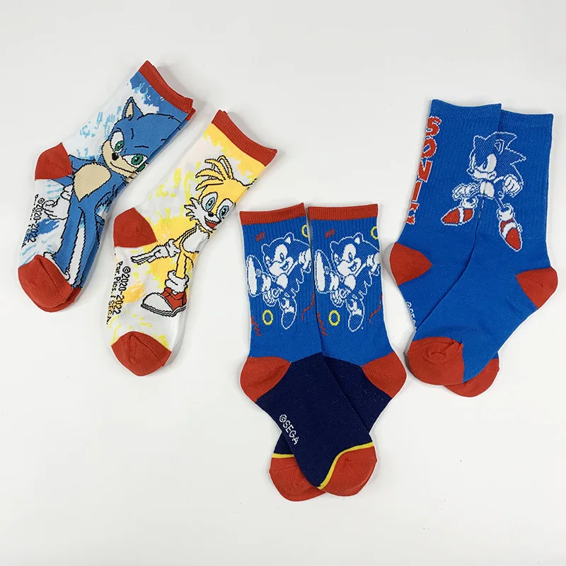 

Cartoon Sonic Kid Children's Men's Socks Trendy Boys and Girls Sports Anime interesting Socks Ultrasonic Mouse Black Sleeping