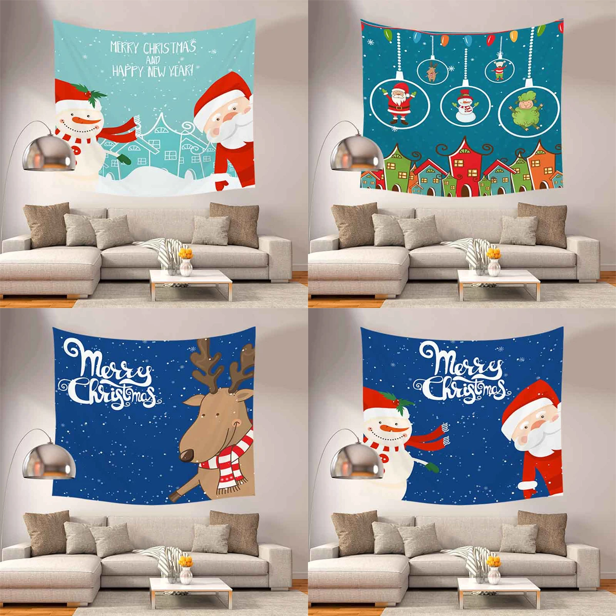 

ZHENHE, гобелен с рисунком Санта-Клауса, лисы, домашний декор, настенные гобелены, покрывало в стиле бохо, коврик для йоги, одеяло