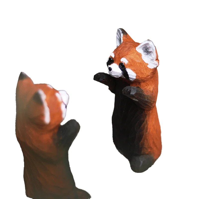 

Red Panda Handmade Wood Carving Ornament Solid Wood Animal Wood Carving Nordic Red Panda Figurines Home Accessories